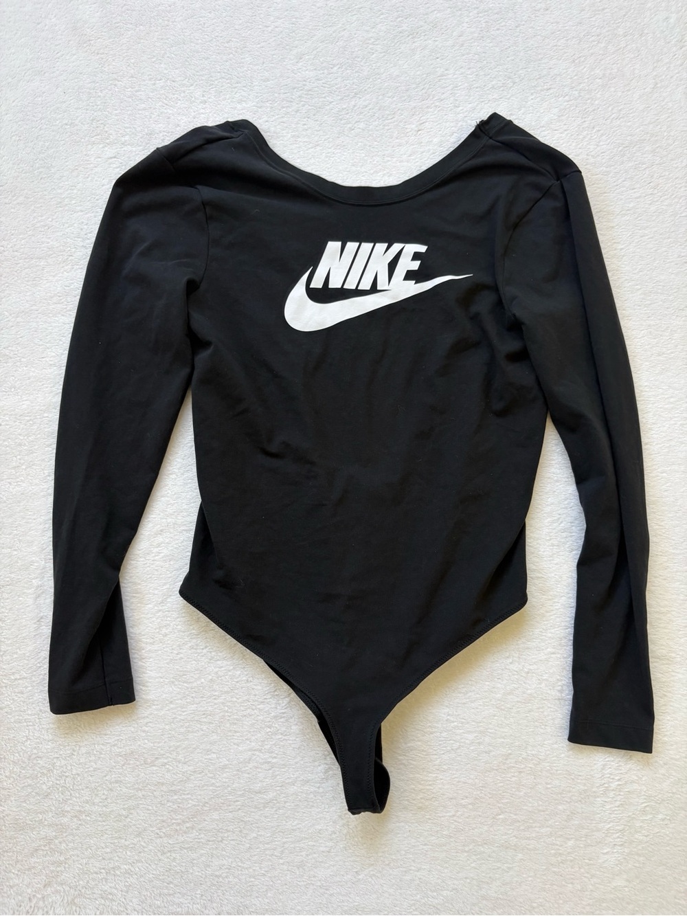 Nike Black Long Sleeve Bodysuit with White Logo